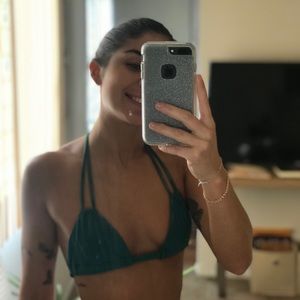 Montce swim bikini top size small in turquoise